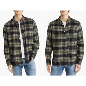 AllSaints Patchi Flannel Plaid shirt color green black size 2XL NWT $ 249